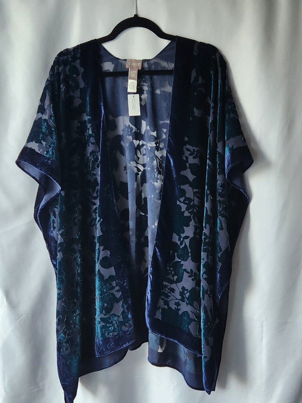 Chico's Ruana Shawl Velvet Twilight Navy NWT Size S/M